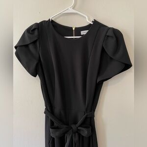 Calvin Klein Black Jumpsuit Crop Straight Leg Puff Sleeves